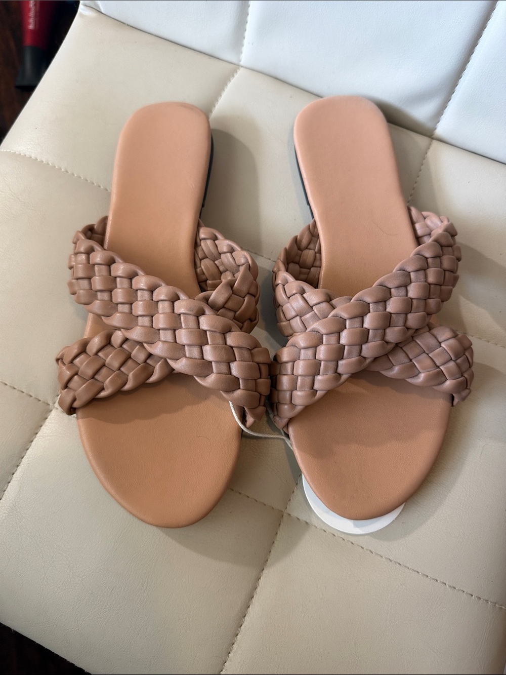 Women’s Braided Slide Sandals in Taupe